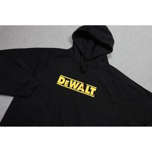 DEWALT Hoodie Mens Large Black Pullover Sweatshirt Logo Kangaroo Pocket Work